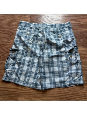 vintage plaid y2k baggy cargo shorts